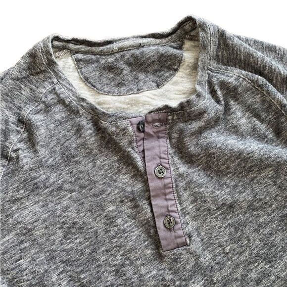 Vince Long Sleeve Cotton Henley Medium Grey - Picture 3 of 5